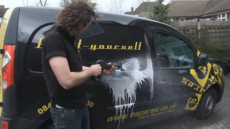 The Foam Lance Attachment Producing A Rich Foamy Lather To Give A Car A Sparkling And Streak Free Finish