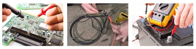 Three Images of a Multimeter Being Used