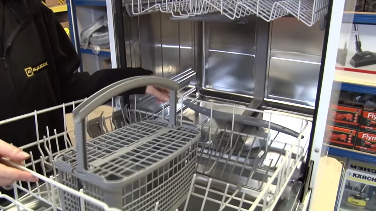 Sliding Out The Lower And Upper Dishwasher Baskets