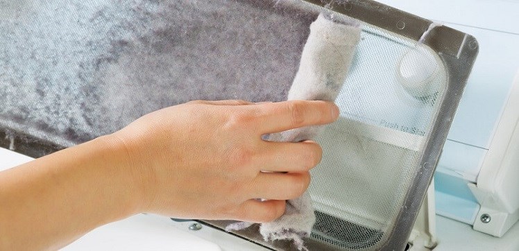 Tumble Dryer Lint Being Removed From Filter