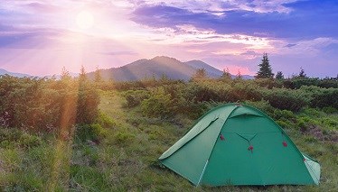 Green tent outside