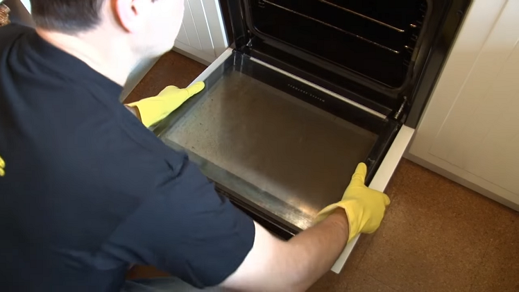 Removing The Oven Door By Releasing The Two Catches At The Hinges