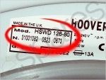 Hoover Tumble Dryer Model Number Closeup