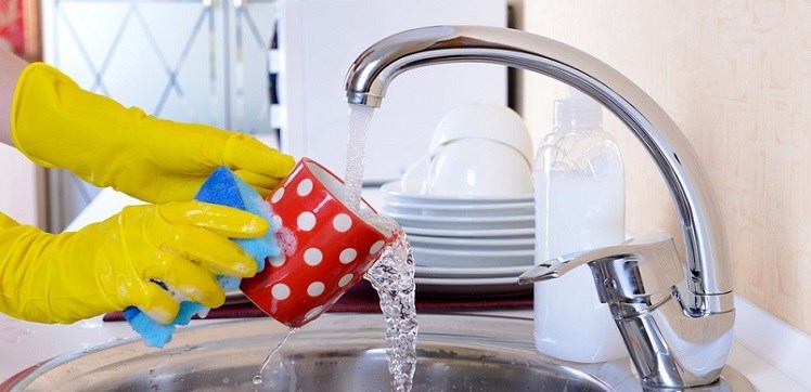 Washing cup by hand