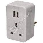 Mercury UK (13amp) To EU (European) Mains Travel Adaptor With Twin USB