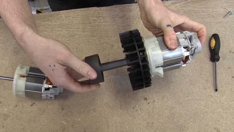 Removing The Impeller Fan And Cutting Head By Pressing One Finger Onto The Armature And With The Other Hand Spinning The Impeller Fan And Cutting Head