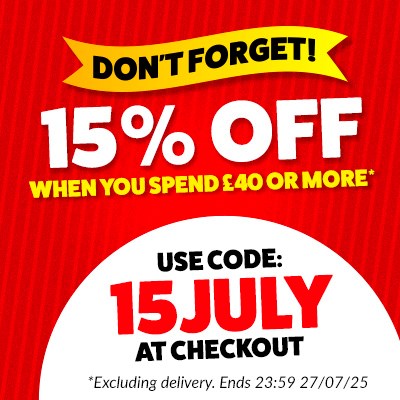 Don't forget 15% off when you spend £40 or more!