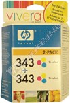 Hewlett Packard Genuine HP 343 Tri-Colour Ink Cartridges Twin Pack - CB332EE