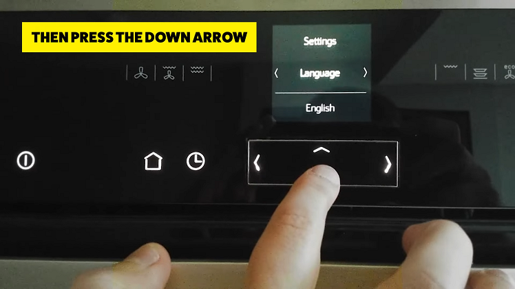 Then press the down arrow, which will take you to the 'language' setting.