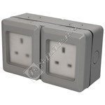 Wellco Grey 2 Gang Outdoor Socket