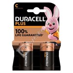 Duracell Alkaline C Plus 100% Extra Life - Pack of 2