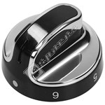 Hob Control Knob - Black/Chrome