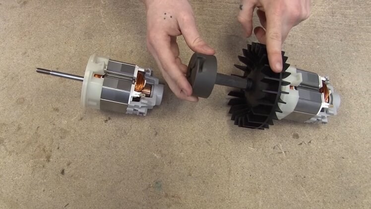 The Impeller Fan And Cutting Head On The Garden Vacuum Motor