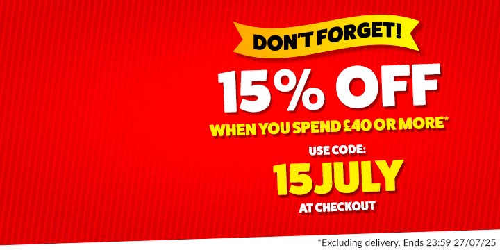 Don't forget 15% off when you spend £40 or more!