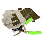 Rolson Heavy Duty Garden Rigger Gloves With Secateur Set