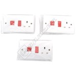 Wellco White 45A Double Pole Cooker Switch With 13A Socket