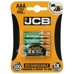 JCB AAA Rechargeable Batteries 900mAh Ni-MH 1.2V Pack of 4