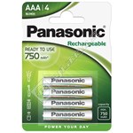 Panasonic AAA Rechargeable Batteries 750mAh Ni-MH 1.2V Pack of 4