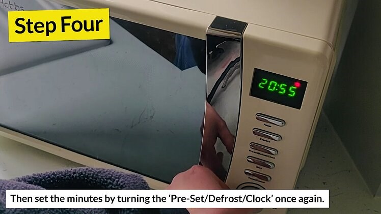 Turn the dial on your microwave either backwards or forwards to set the minutes