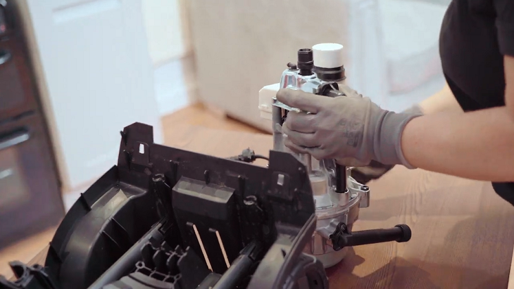 Once worked off the pump housing, the motor can be removed and stood upright.