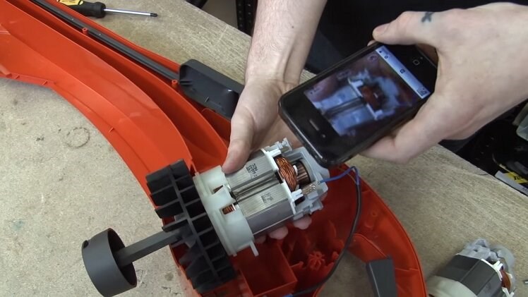 Taking A Photo With A Smartphone Of The Garden Vacuum Motor Wiring
