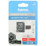 Hama 64GB MicroSDXC Class 3 Memory Card & Adapter
