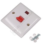 Wellco White Slimline 45A Double Pole Switch & Neon Indicator