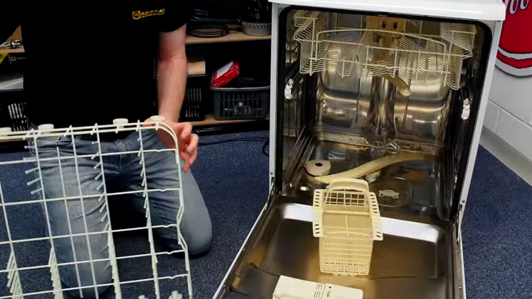 Removing The Basket And Cutlery Basket From The Dishwasher By Simply Pulling It Out