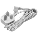 Universal Figure of 8 Right-Angled Mains Lead - White - 3 Metres