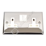 Wellco Mirror Chrome 2 Gang Double Pole Switched Socket