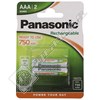 Panasonic AAA Rechargeable Batteries 750mAh NI-MH Pack of 2