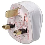 Wellco White 3A 3 Pin Fused Mains Plug