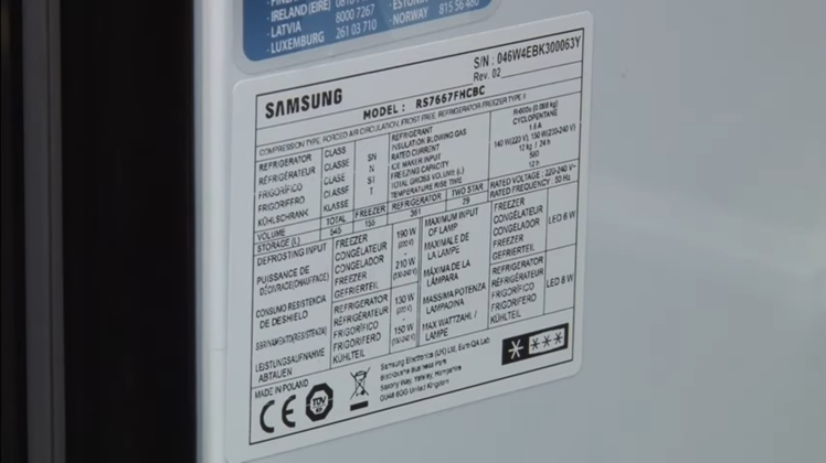 The Rating Plate That Contains Information About The Fridge Freezer