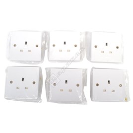 White Single Unswitched Socket - Pack Of 6 | eSpares