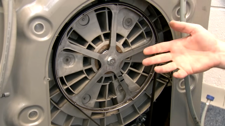 The rear of the washing machine's drum