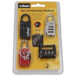 Rolson Combination Lock Set For Travels - Pack of 4