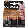 Duracell Plus AAA Alkaline Batteries - Pack of 4