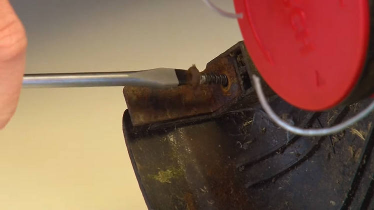 Removing The Old Trimmer Guard Blade By Removing The Screw With A Screwdriver