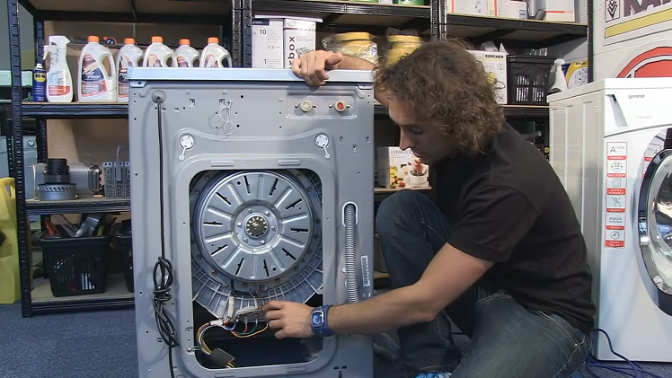 Inside a store washing machine