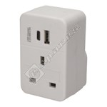 AV:Link Plug Through UK Mains Adaptor with USB A and PD fast charging USB C Port