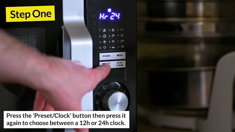 Pressing The Preset/Clock Button Twice On The Sharp Microwave To Choose Between Twelve Or Twenty Four Hour Clock Options